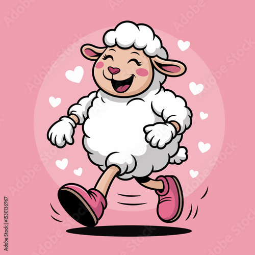 Happy Lamb Dashing with Cheer