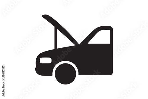 Open Hood Icon silhouette vector with white background