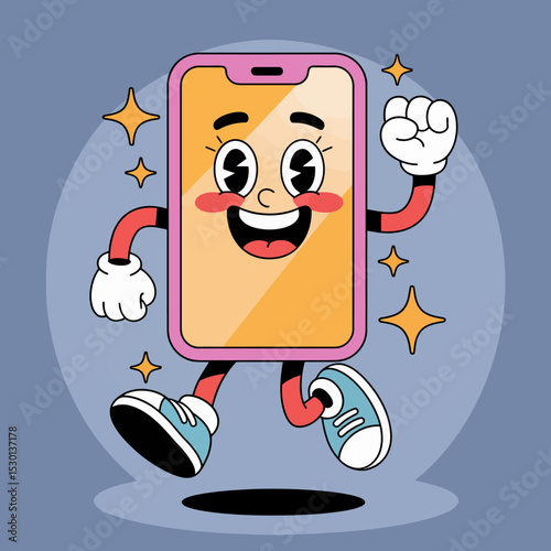 Happy Smartphone Cartoon Character