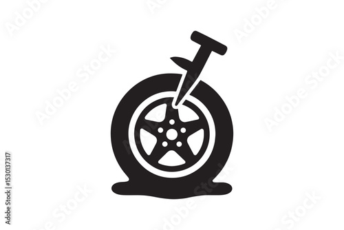 Puncture Repair silhouette vector with white background