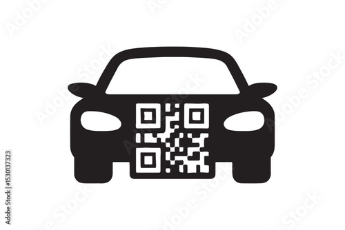 QR Code on Car silhouette vector with white background