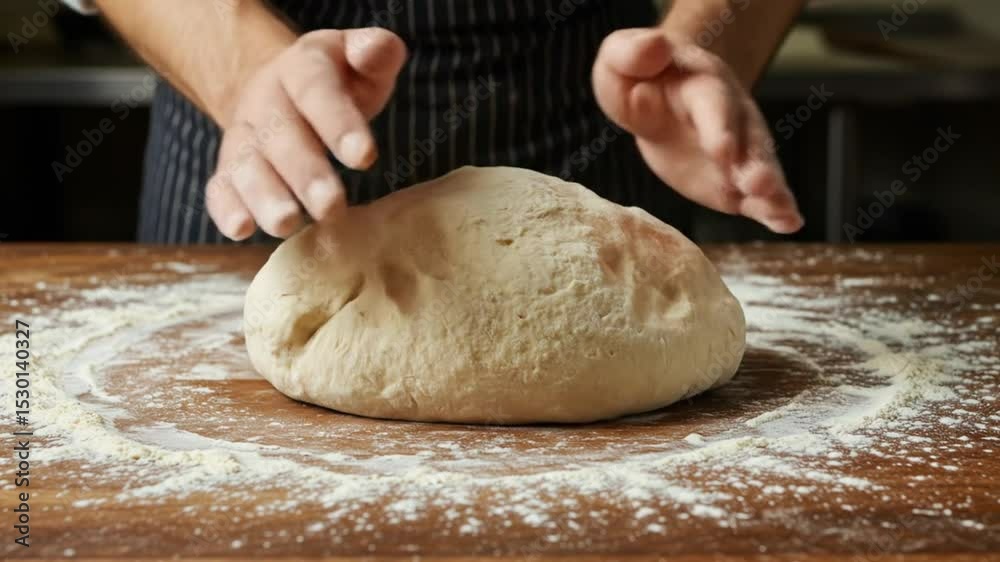 Master Baker's Touch: A skilled artisan molds and shapes dough with precision, creating the foundation for a culinary masterpiece. It is an ode to the art of bread making