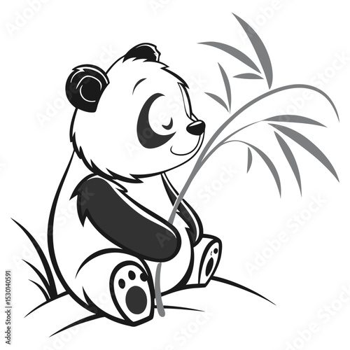 panda with a bamboo