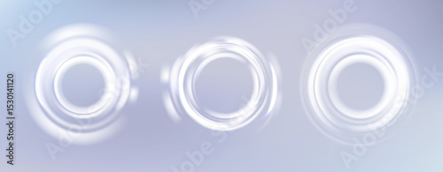 White Light Glow Effect. Abstract Shine Rings on a White Background. Vector Round Neon Shape. Flare Circular Design Elements.