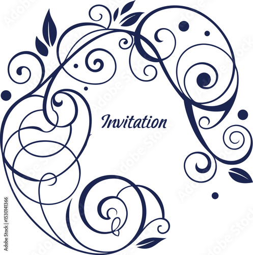 Elegant Swirl Invitation Design with Flowing Floral Accents and Minimalist Aesthetic for Special Occasions