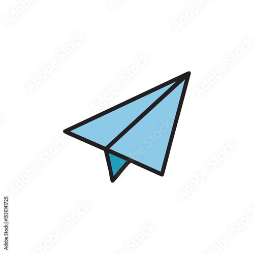 Paper Airplane Icon: A minimalist and elegant depiction of a paper airplane, a classic symbol of flight, freedom, and communication. Perfect for representing concepts like travel, ideas, and dreams.
