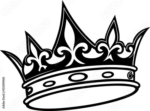 A Black and White Illustration of a King's Crown