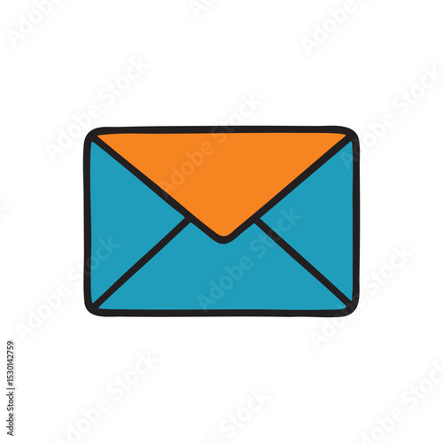 Email Envelope Illustration: A bright and modern graphic illustration of an email envelope icon, symbolizing digital communication and correspondence.