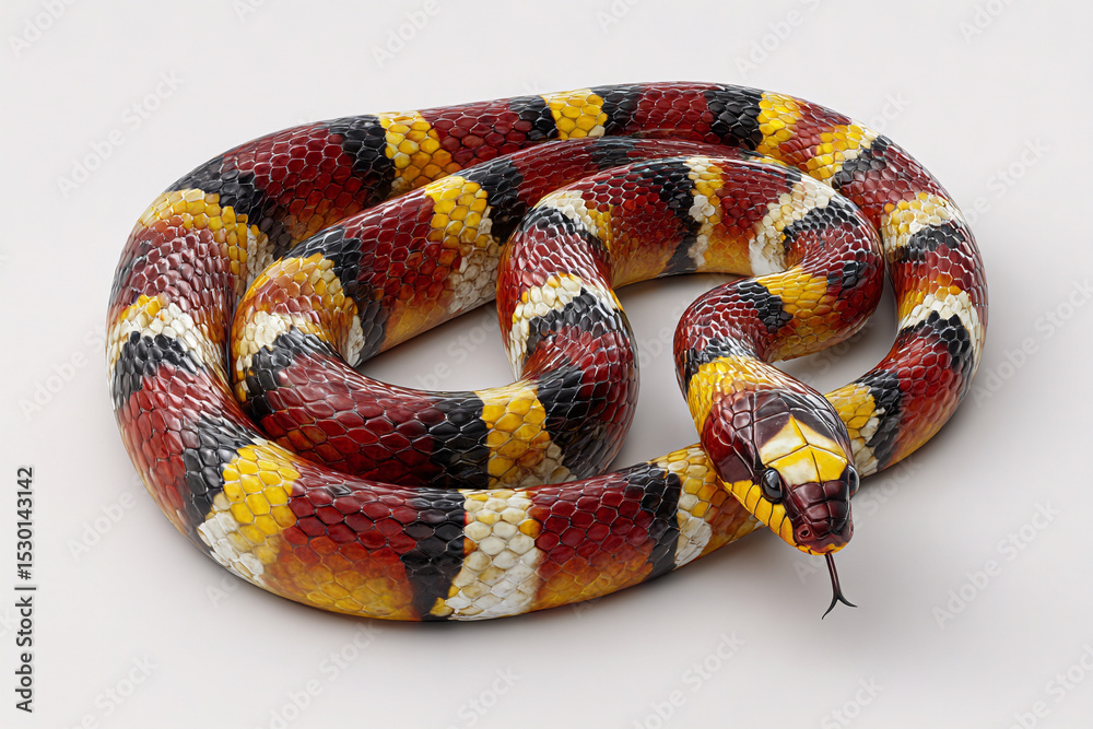 Naklejka premium A photorealistic coral snake from the Americas with red