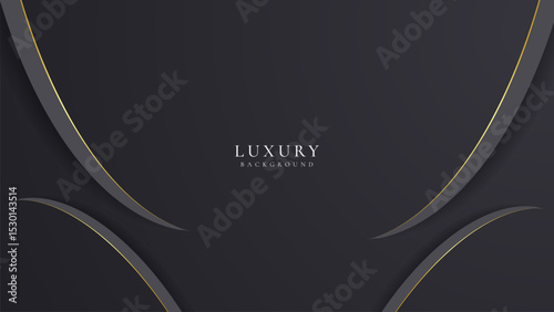 Abstract curve shape black and gold lines luxury background