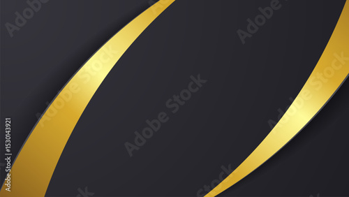 Abstract curve shape black and gold lines luxury background