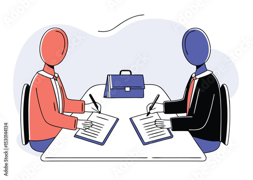 Business Collaboration and Contract Signing – Flat Vector Scene