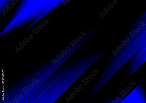 Dark abstract background with glowing diagonal blue lines and dotted gradients creating a futuristic dynamic technology concept.