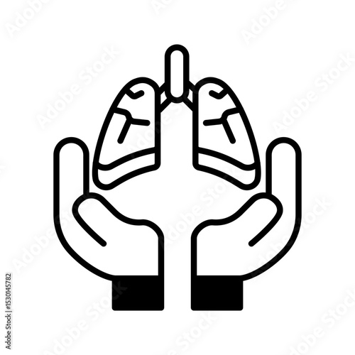 Organ donation linear icon. Living, deceased body parts offer. Tissues transplantation. vector illustration on white background
