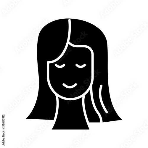 Aesthetic cosmetology line icon, vector pictogram of shiny skin, anti age skin care. Hapy woman illustration, sign for plastic surgery clinic.
