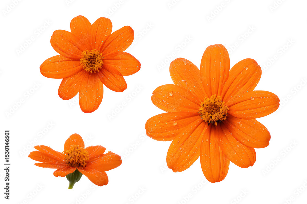 custom made wallpaper toronto digitalCollection of tithonia blooms arranged flat-lay on transparent background
