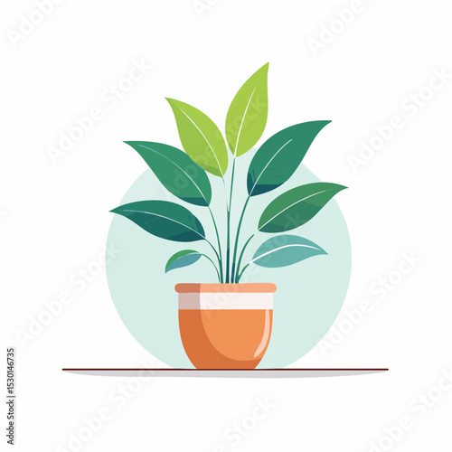 Vector of an indoor plant in a ceramic pot, cleanly styled with space for branding.