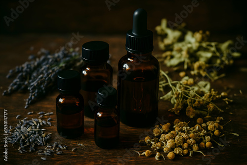 Natural Herbal Essential Oils Lavender, Chamomile, and Linden Blossom Extracts