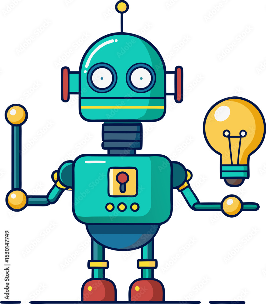 Naklejka premium Funny retro robot toy with a blank sign, a cute 3D cartoon android character