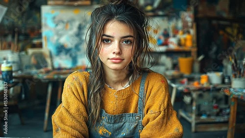 Wallpaper Mural Young artist in studio, creating colorful artwork Torontodigital.ca