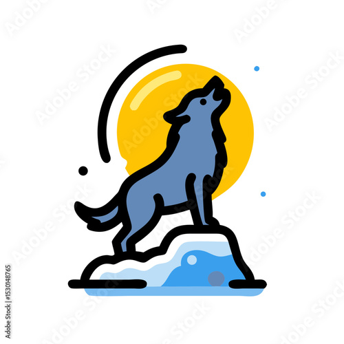 Majestic Wolf Howling at the Moon A Stunning Vector Illustration