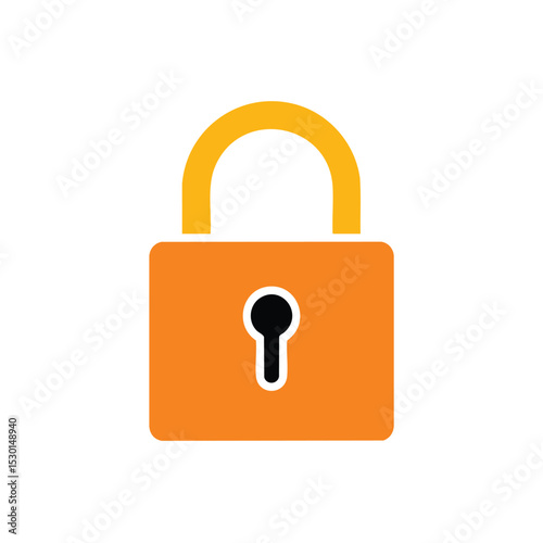 Digital Security Lock: A visual representation of security and protection, a bold orange padlock, emphasizing the concept of safety, privacy, and confidentiality.
