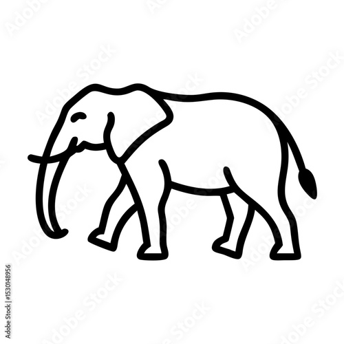 Elegant Line Art Illustration of an African Elephant