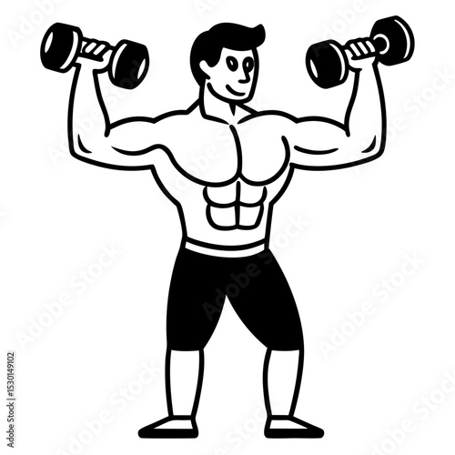 Strong Man Lifting Weights A Fitness Illustration