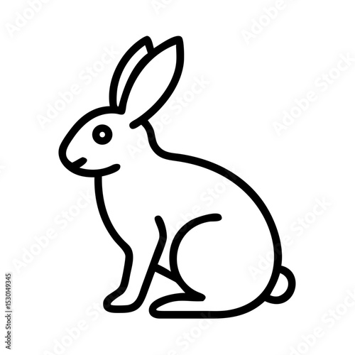 Line Art Illustration of a Sitting Rabbit