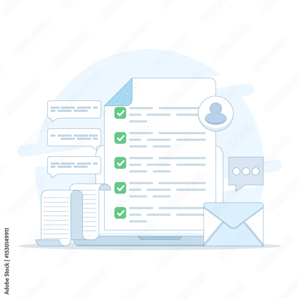 Online Checklist Concept, checkbox with check mark. checklist, to-do list to manage multiple tasks, online work schedule reminder, Checklist on screen. to do tasks. flat design vector illustration.