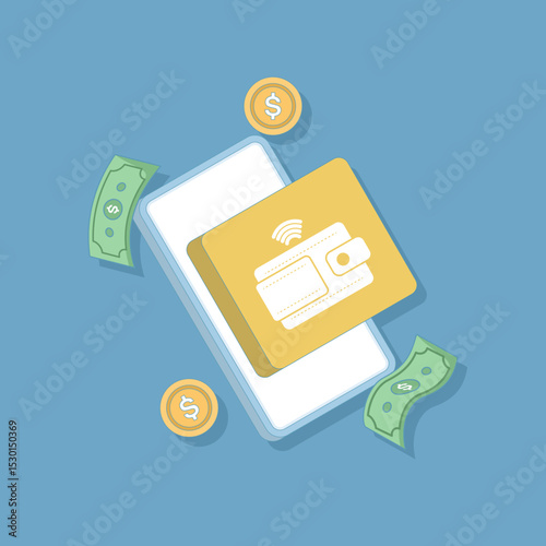 Digital wallet icon. Payment receipt. Customizable e-wallet with digital currency and various financial tools enhances the convenience of online transactions.