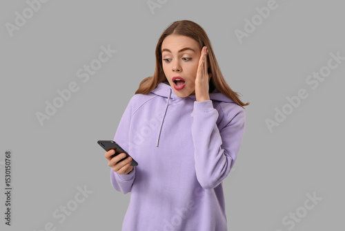 Beautiful shocked woman wit...