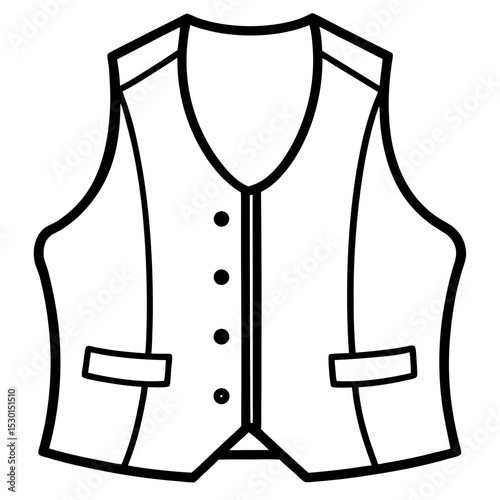 Minimal Vest Vector on White Background