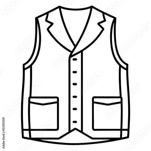 Minimal Vest Vector on White Background