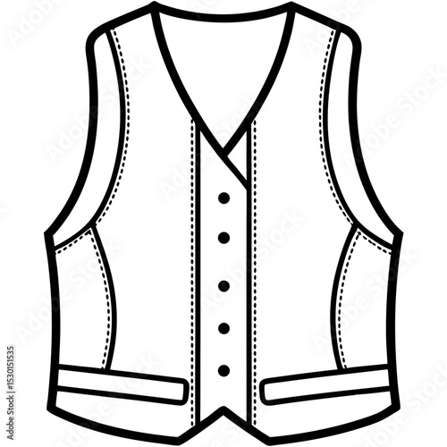 Minimal Vest Vector on White Background