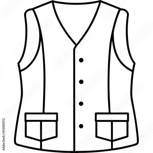 Minimal Vest Vector on White Background