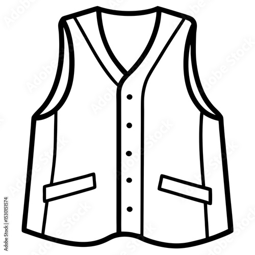 Minimal Vest Vector on White Background