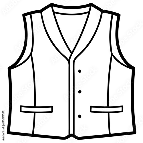 Minimal Vest Vector on White Background
