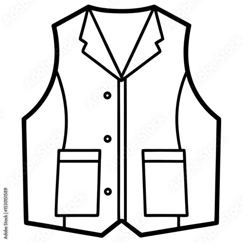 Minimal Vest Vector on White Background