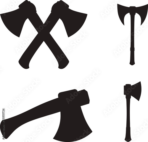 Axe silhouette icon, old axe silhouette, crossed axes  vector design.