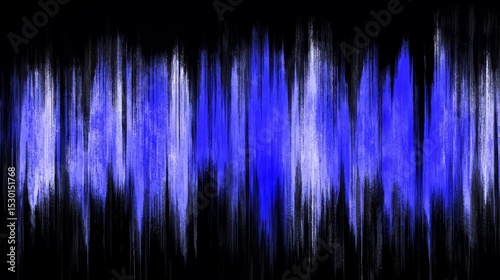 The image is a blue and black abstract painting with a lot of brush strokes. The blue and black colors create a sense of depth and movement, while the brush strokes add texture