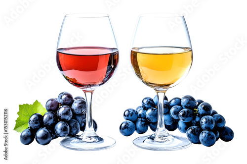 Wine tasting event featuring red and white varieties vineyard beverage rustic setting isolated on transparent background