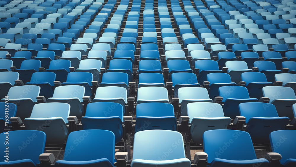 Fototapeta premium Stadium Seating MOCKUP Rows of Blue and Light Blue Plastic Chairs
