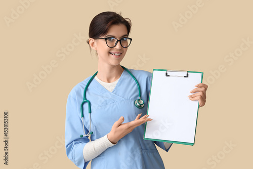 Female medical intern with ...
