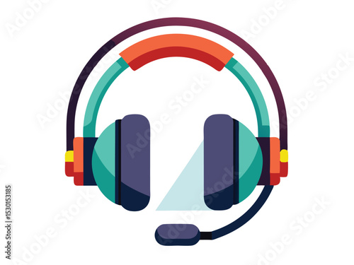 Vector illustration of a modern headset for customer service and online support.