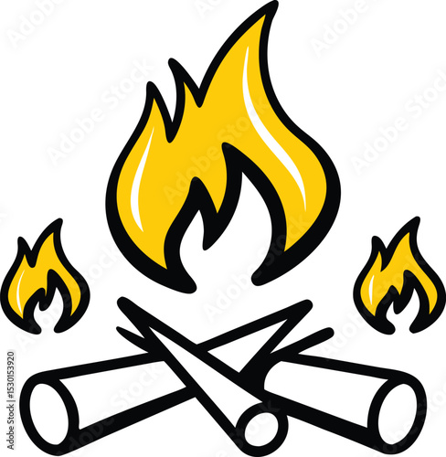 Yellow Flame Campfire Clipart