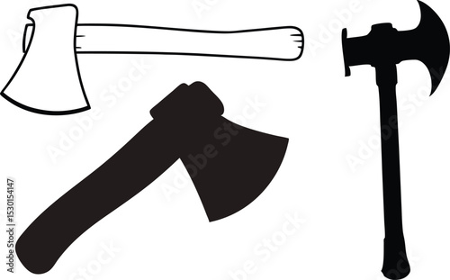 axe silhouette black and white art.