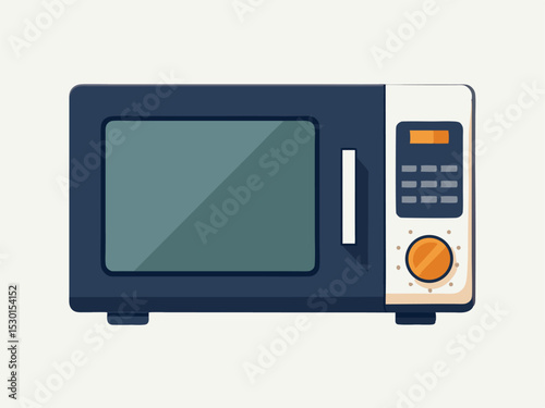 A modern flat design illustration of a stylish microwave oven appliance isolated on a plain background.