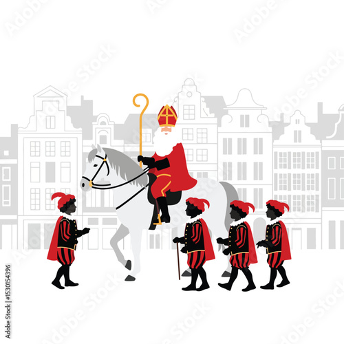 Traditional Dutch Sinterklaas Parade Illustration