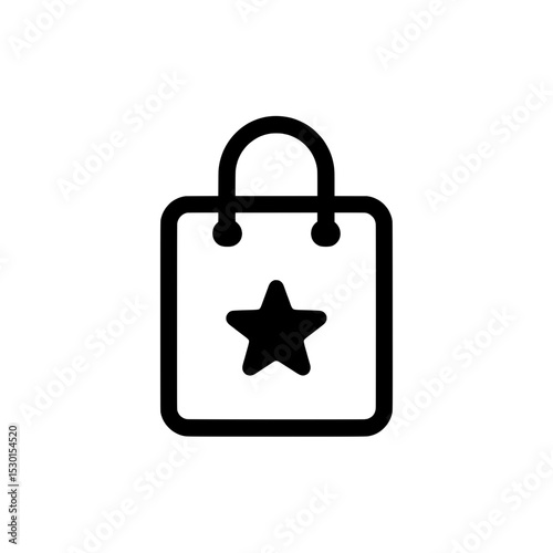 Shopping bag icon with star for featured product or e-commerce promotions